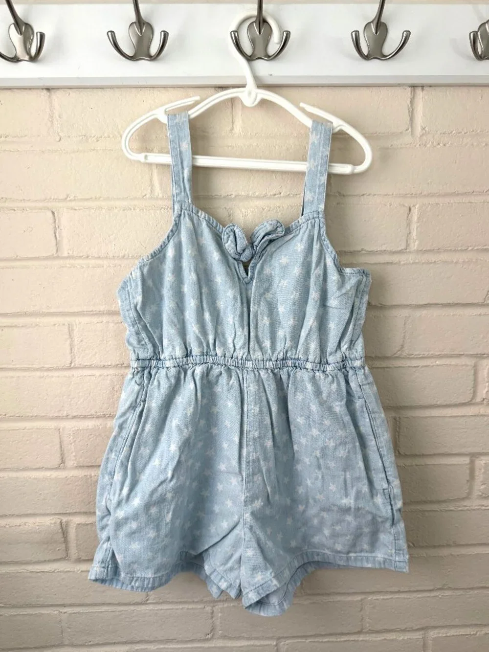 Old Navy | Girls Jeanlike Romper | Stars | Large 10-12